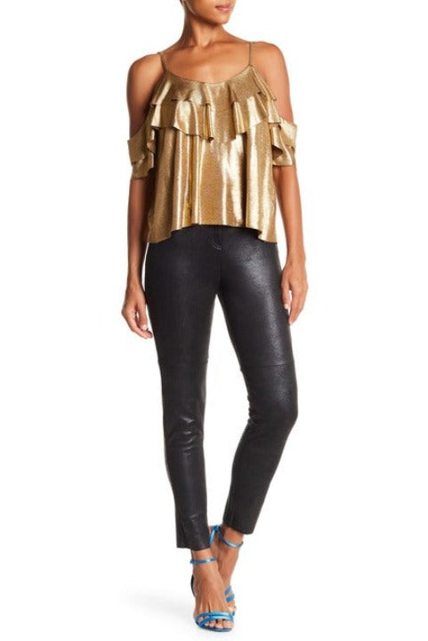 Angie Women's Faux Leather Moto Front Zip Legging