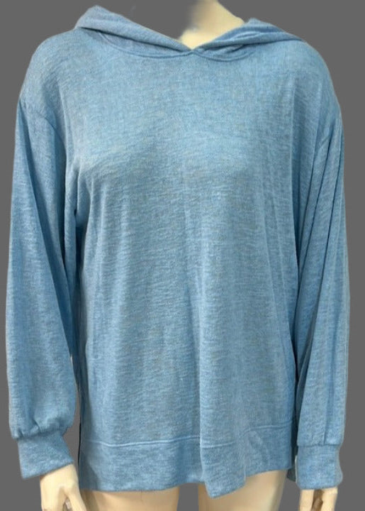 Nally & Millie Ladies' Milky Blue Hoodie With split high low hem