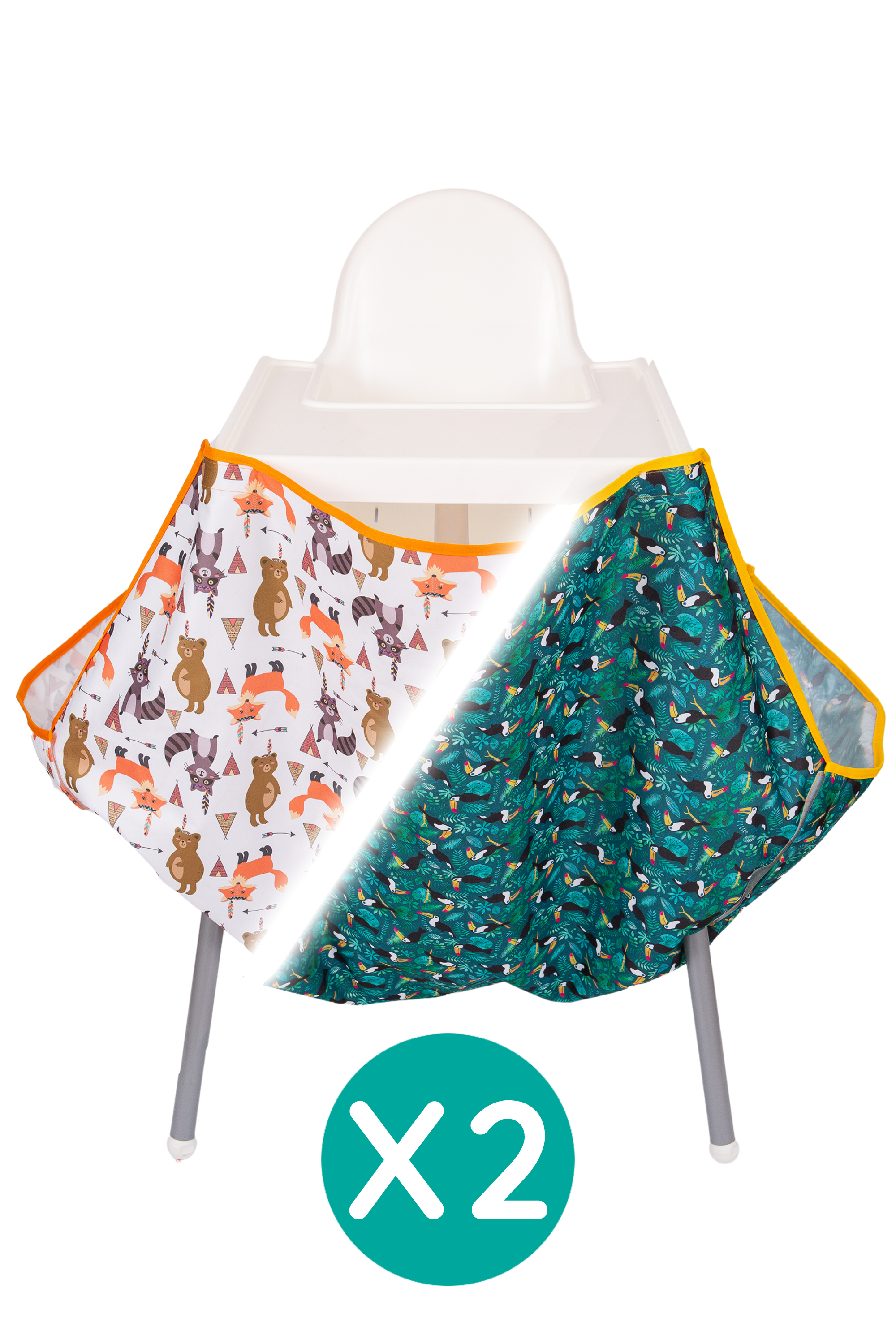 2 x High Chair Food Catcher Vibrant Patterns - Bundle & Save