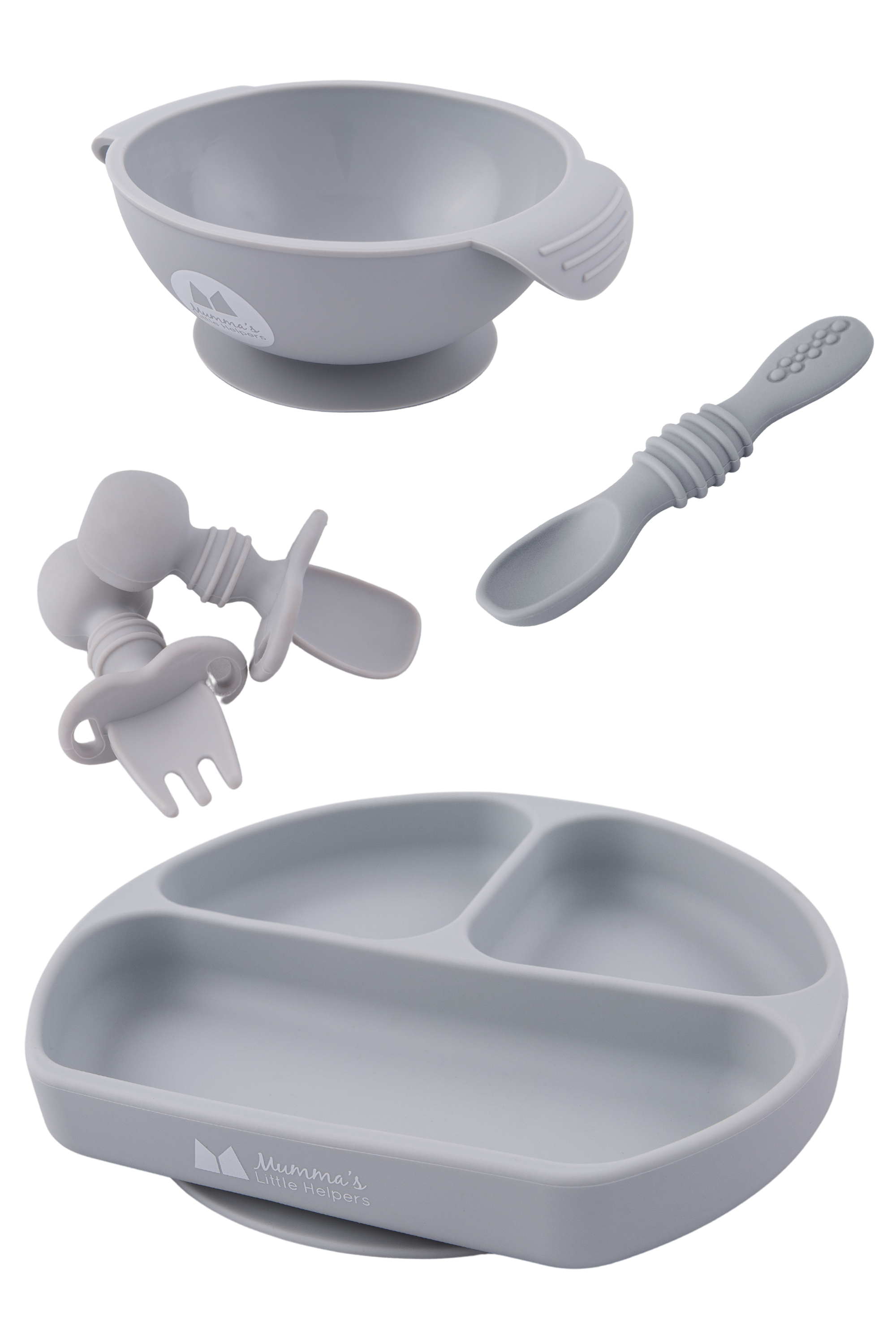 Baby & Toddler Starting Solids Silicone Feeding Set - Grey