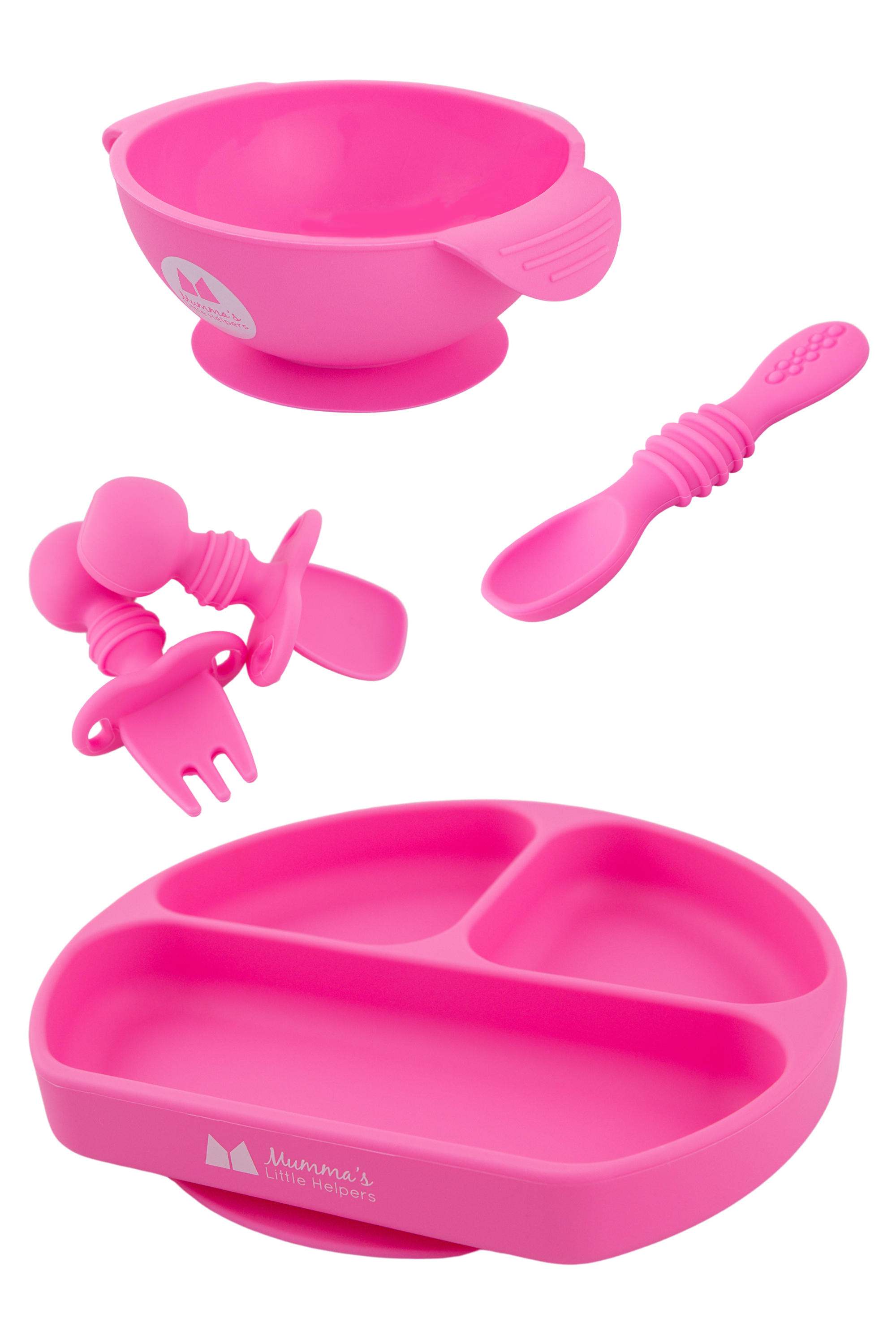 Baby & Toddler Starting Solids Silicone Feeding Set - Pink