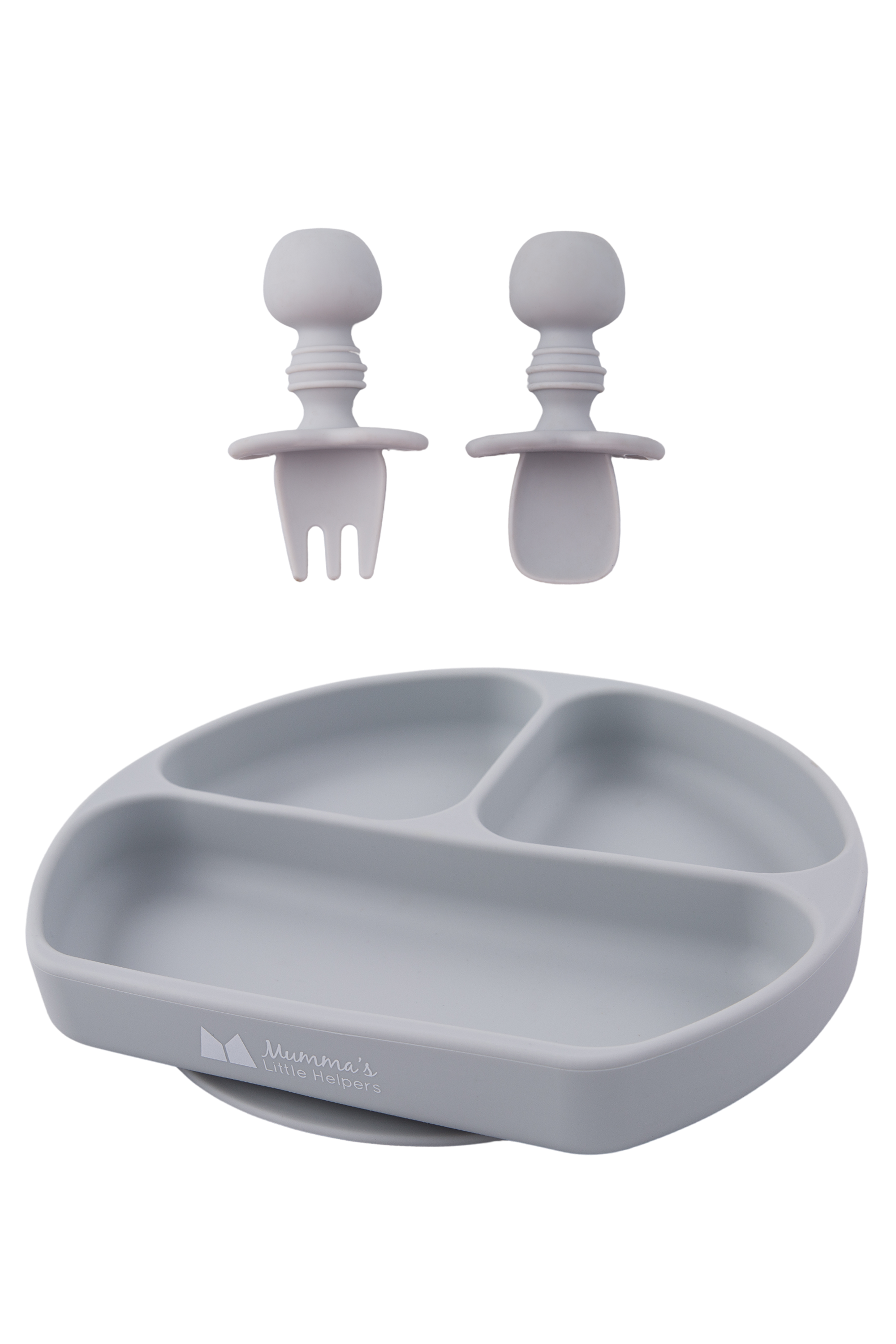 Baby & Toddler Silicone Plate & Cutlery Set - Grey