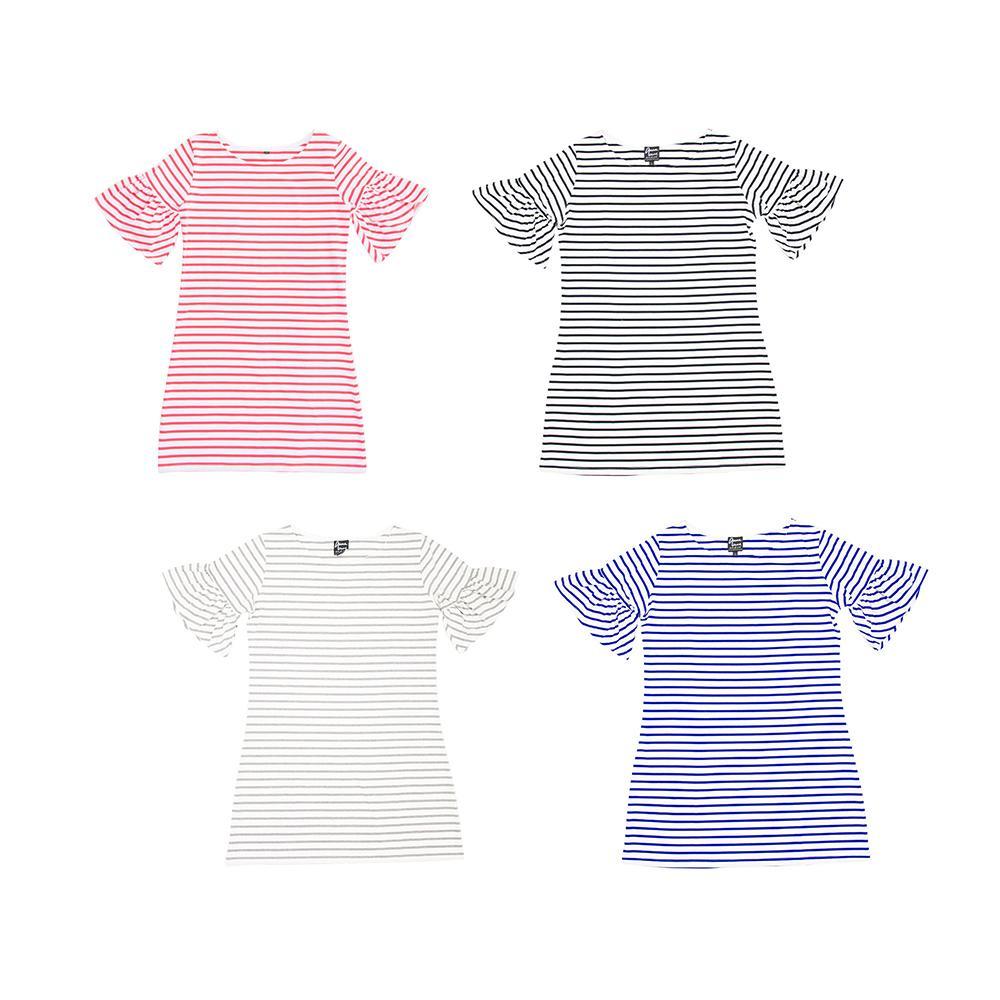 Bell Sleeve Stripe Cotton Dress