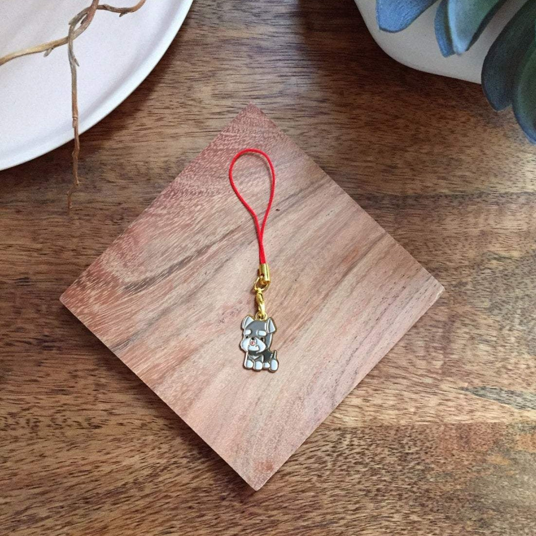 Enamel Charm - Schnauzer Keychain