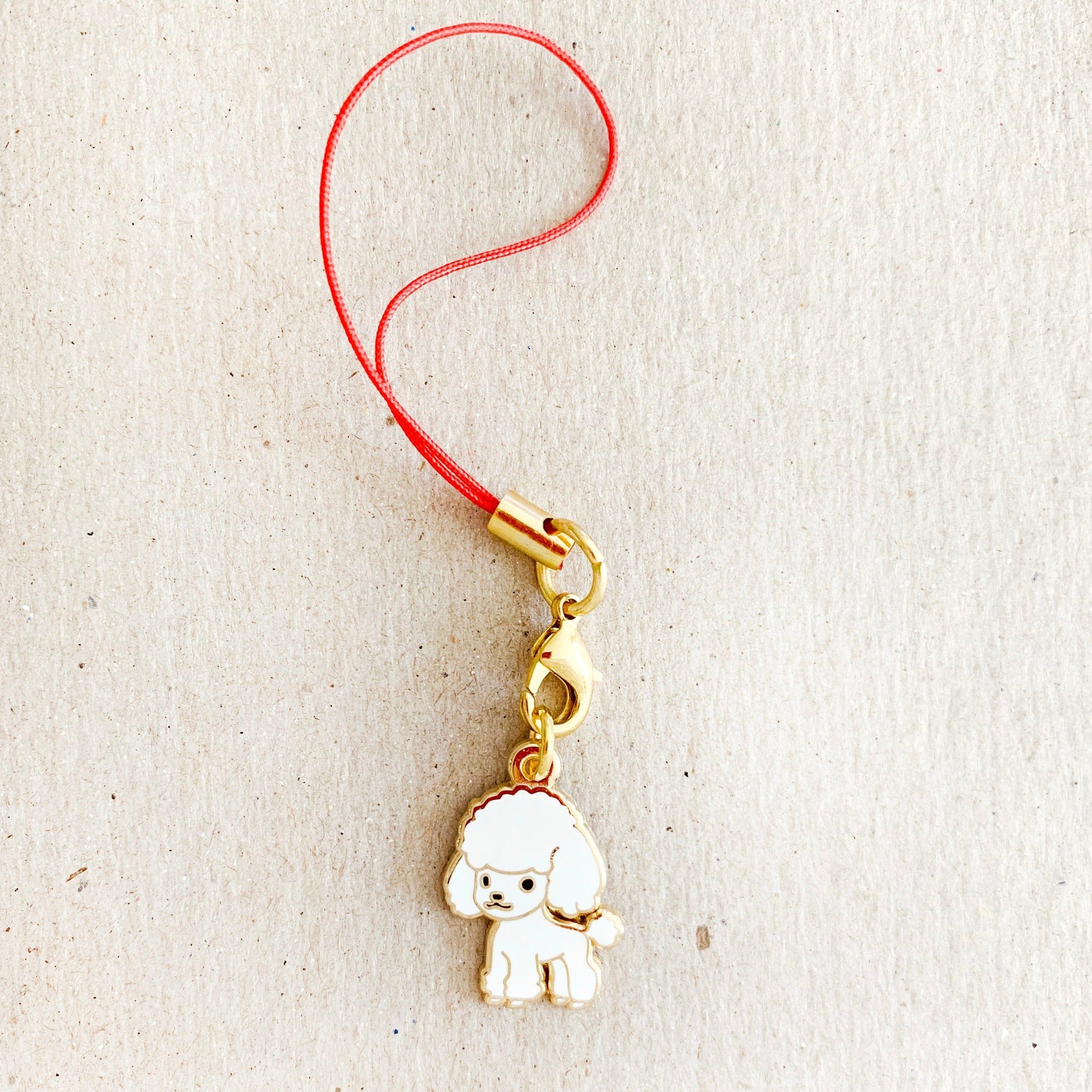 Enamel Charm - Standard Poodle Keychain (White)