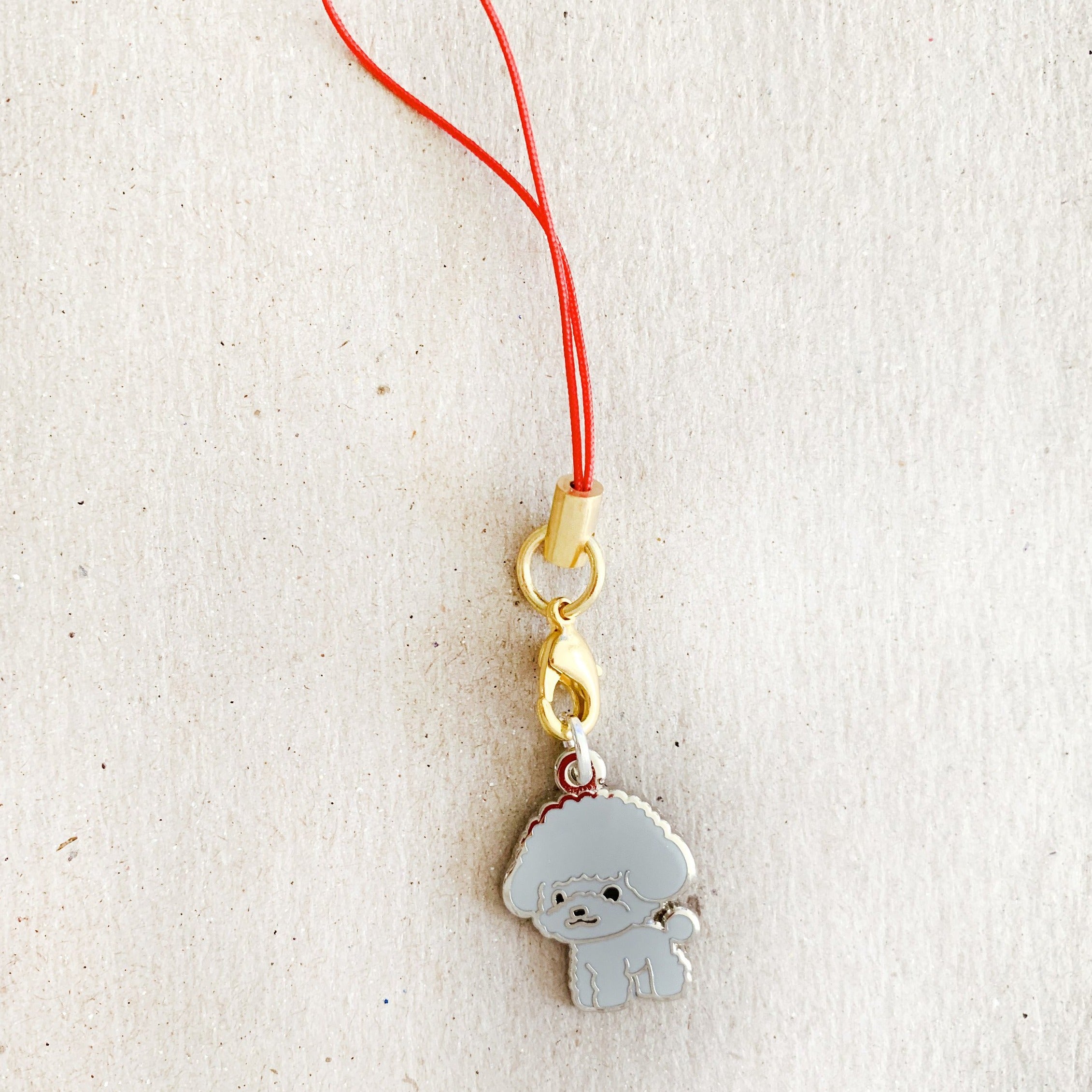 Enamel Charm - Toy Poodle Keychain (Gray)