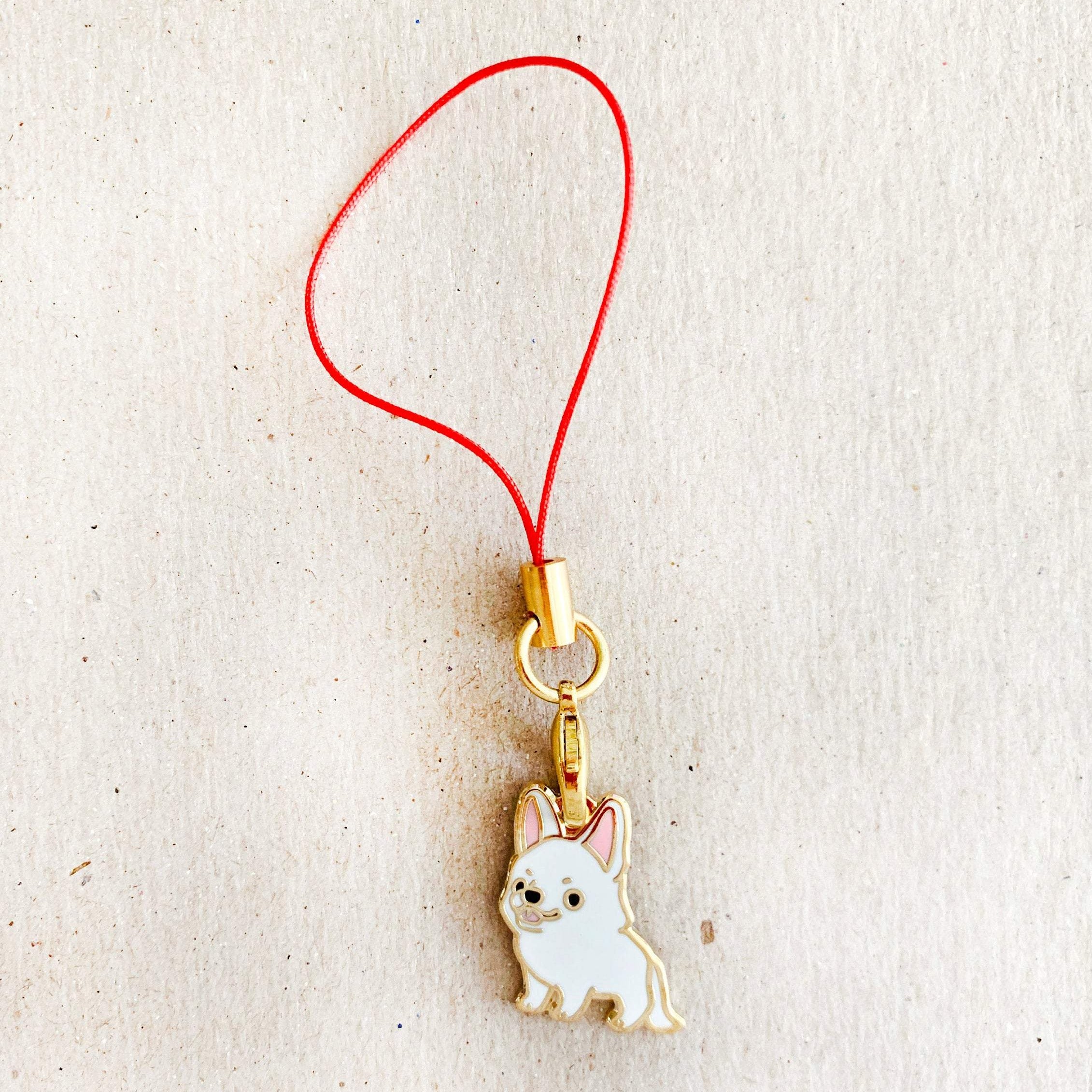Enamel Charm - German Shepherd Keychain (White)