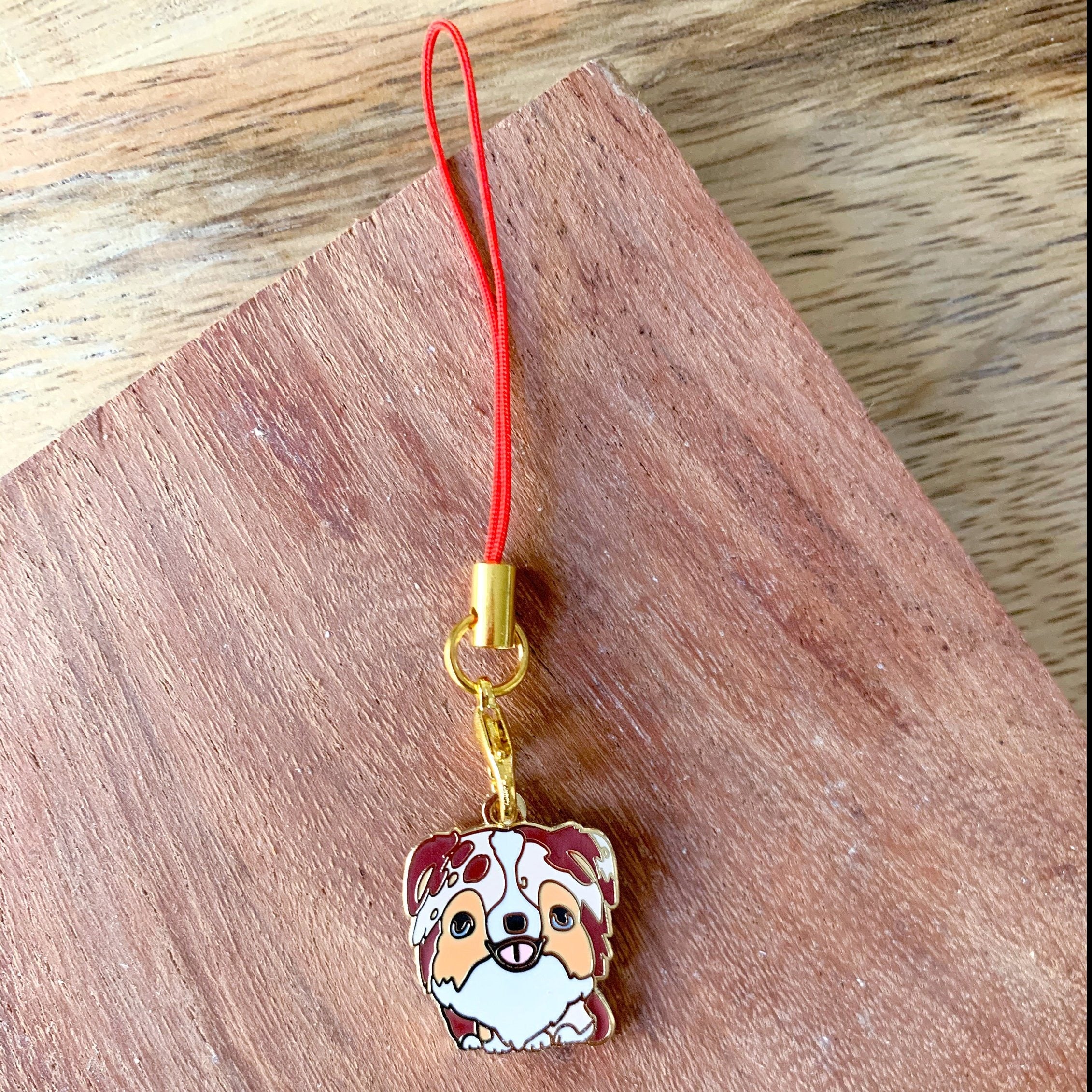 Enamel Charm - Australian Shepherd Keychain (Red Merle)