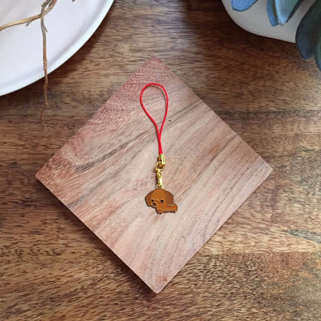 Enamel Charm - Dachshund Keychain (Red/Tan)