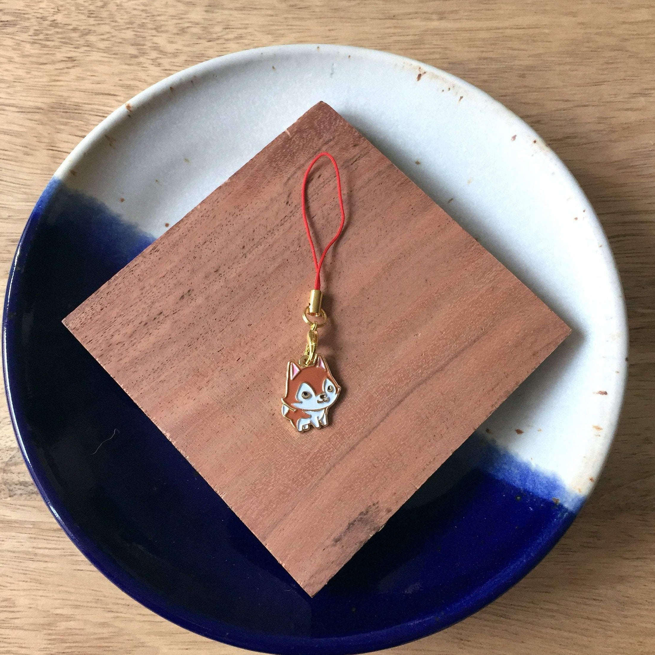 Enamel Charm - Husky Keychain (Red and White)