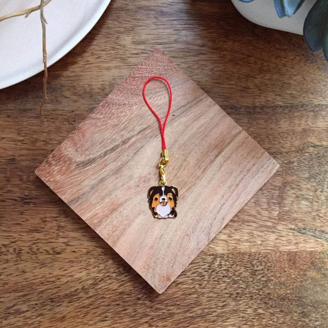 Enamel Charm - Australian Shepherd Keychain (Tricolor)