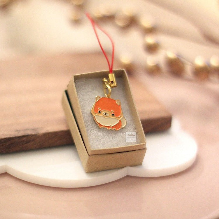 Enamel Charm - Pomeranian Keychain (Red Pom)