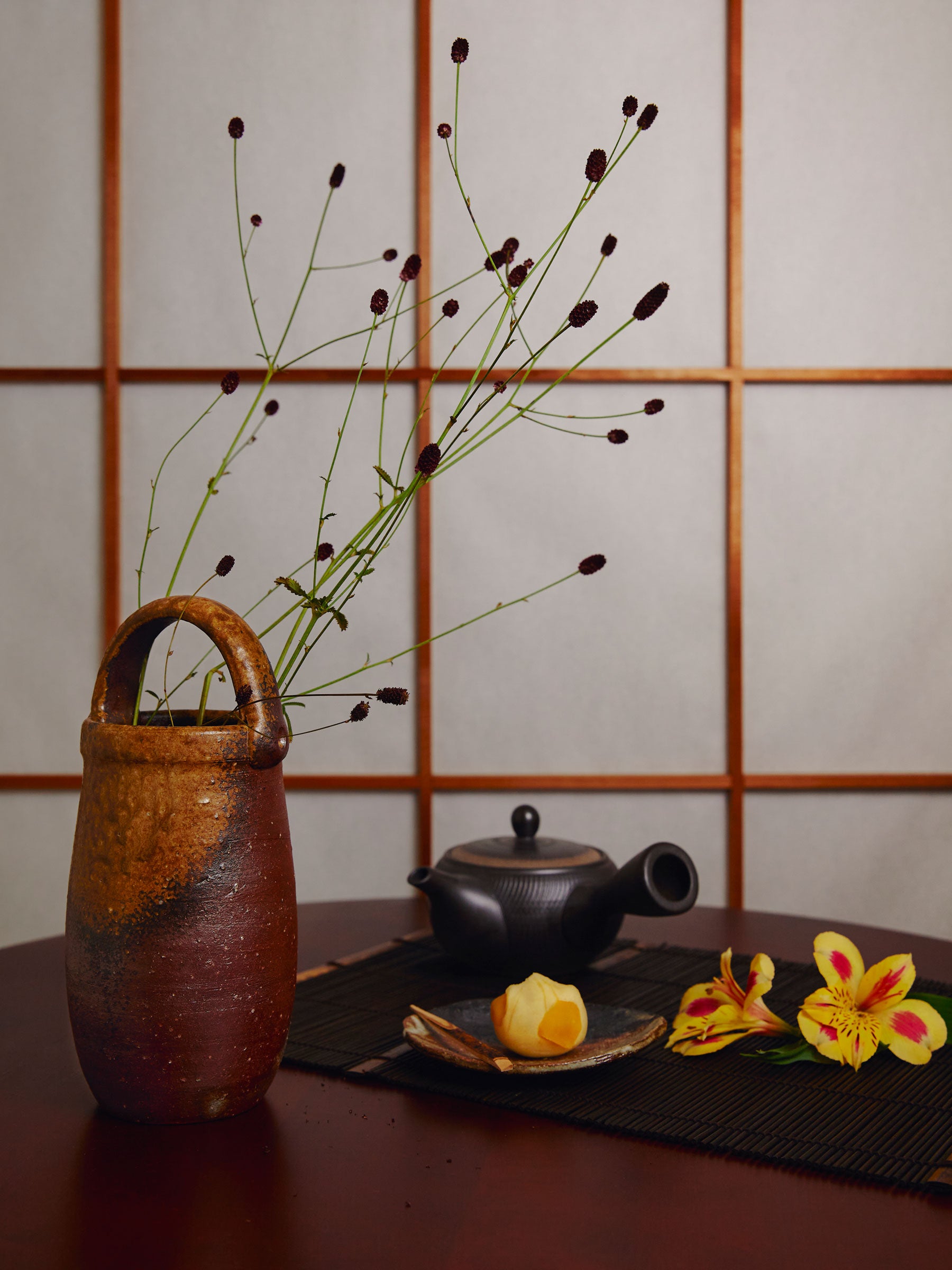 Bizen Ware Japanese Vase with Handle by Hozan