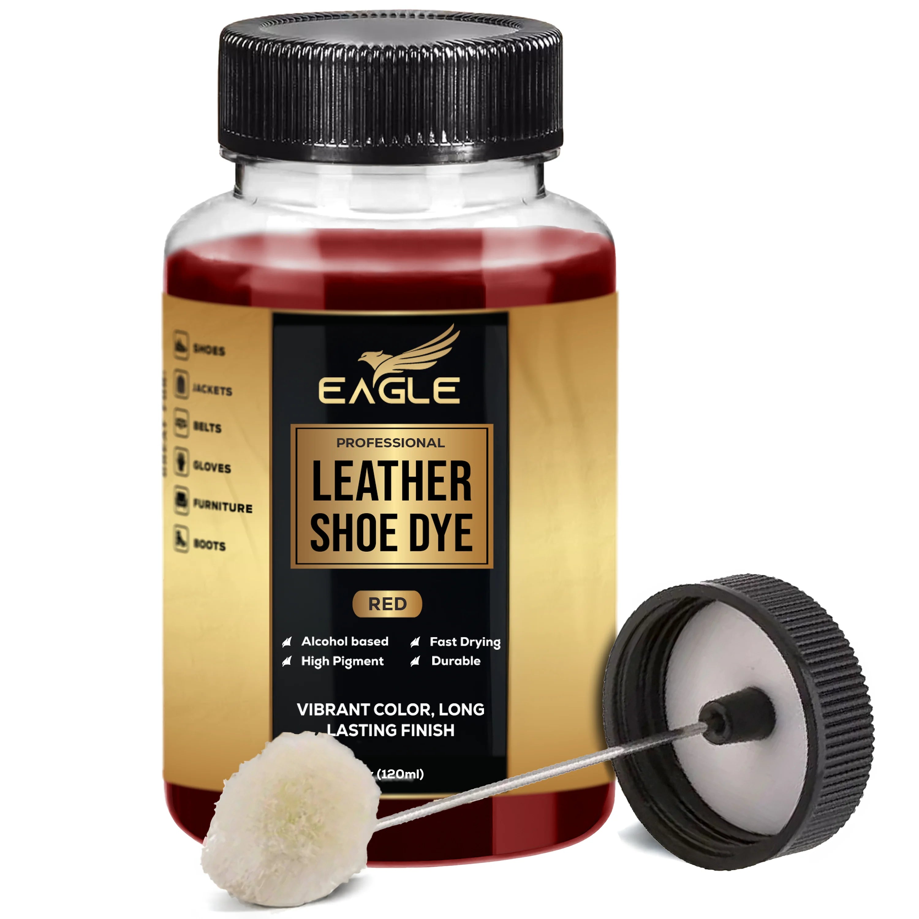 Eagle Leather Shoe Dye - 4 oz | Red Leather Dye for Shoes, Boots, Furniture & More | Deep Penetrating Stain & Dye