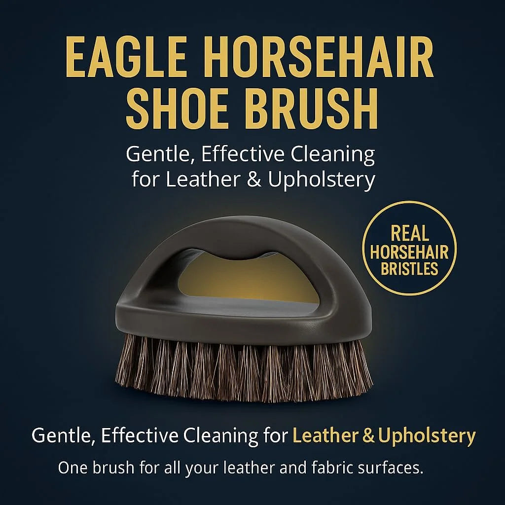 Eagle Small Horsehair Shoe Brush – Soft Leather Boot & Shoe Shine Polishing Brush for Cleaning & Buffing – Premium Shoe Polish Brush for Leather Care