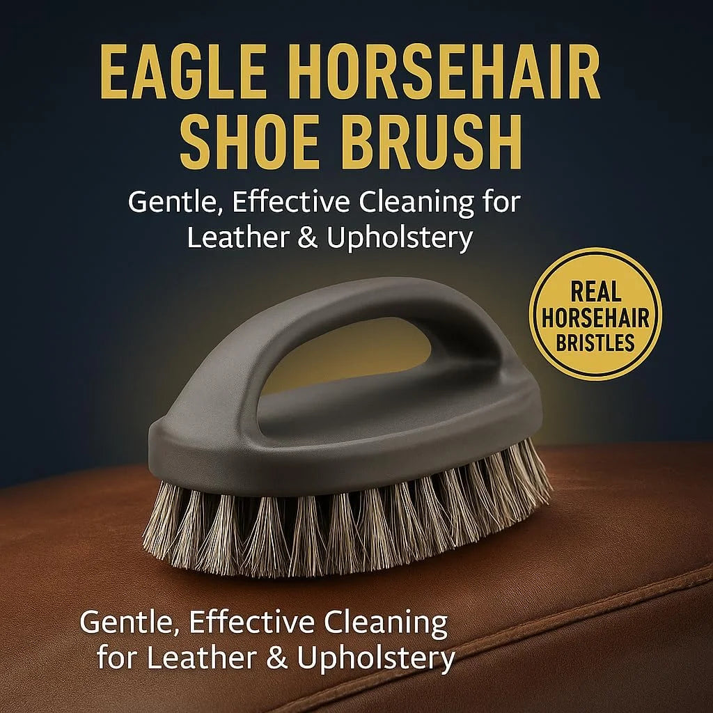 Eagle Small Horsehair Shoe Brush – Soft Leather Boot & Shoe Shine Polishing Brush for Cleaning & Buffing – Premium Shoe Polish Brush for Leather Care