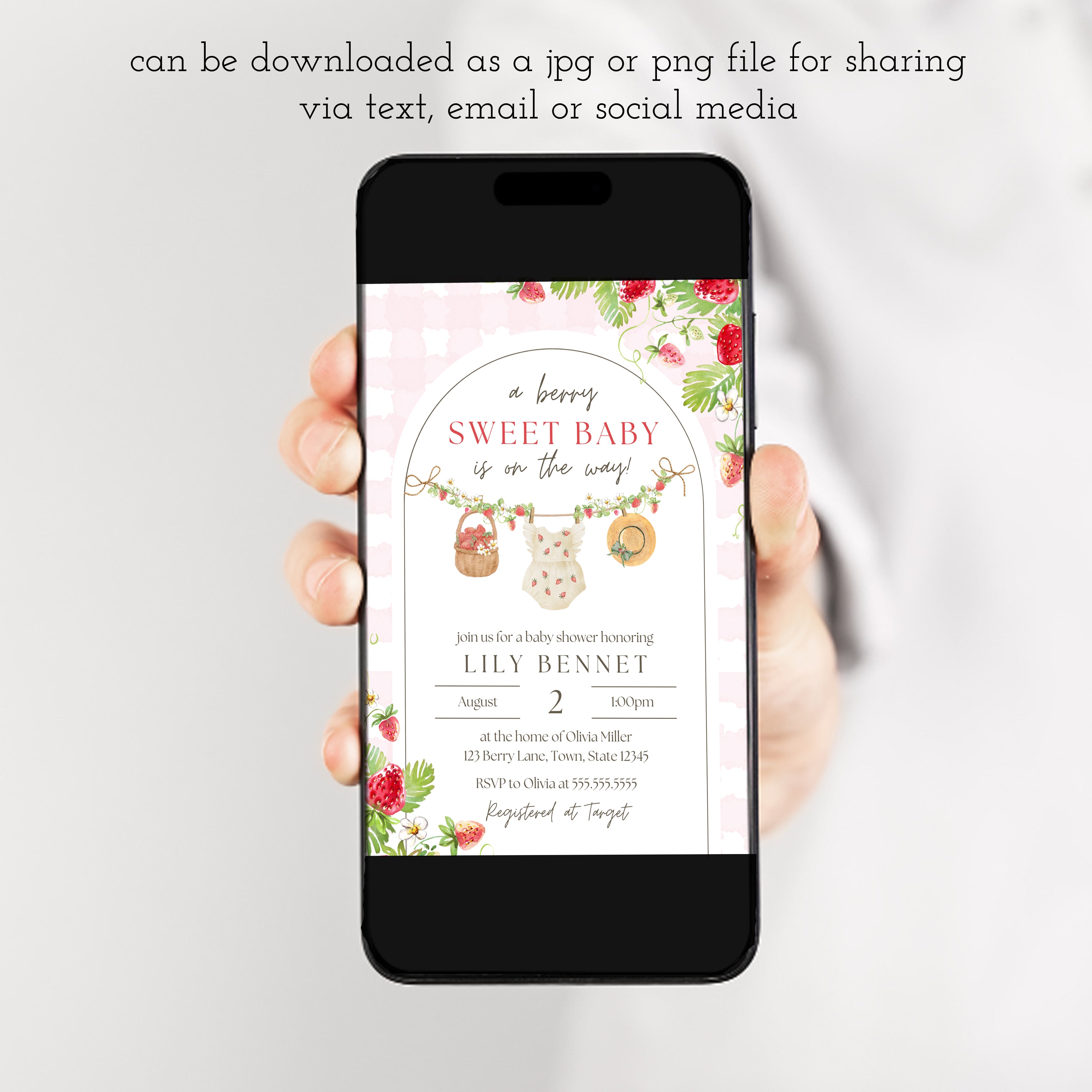 Berry Sweet Baby Shower Invitations | Strawberry Baby Shower