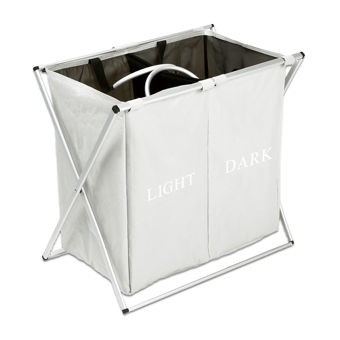 Foldable Laundry Hamper 2 Compartments Easy Sorting Increased Secure with Drawstring Closure