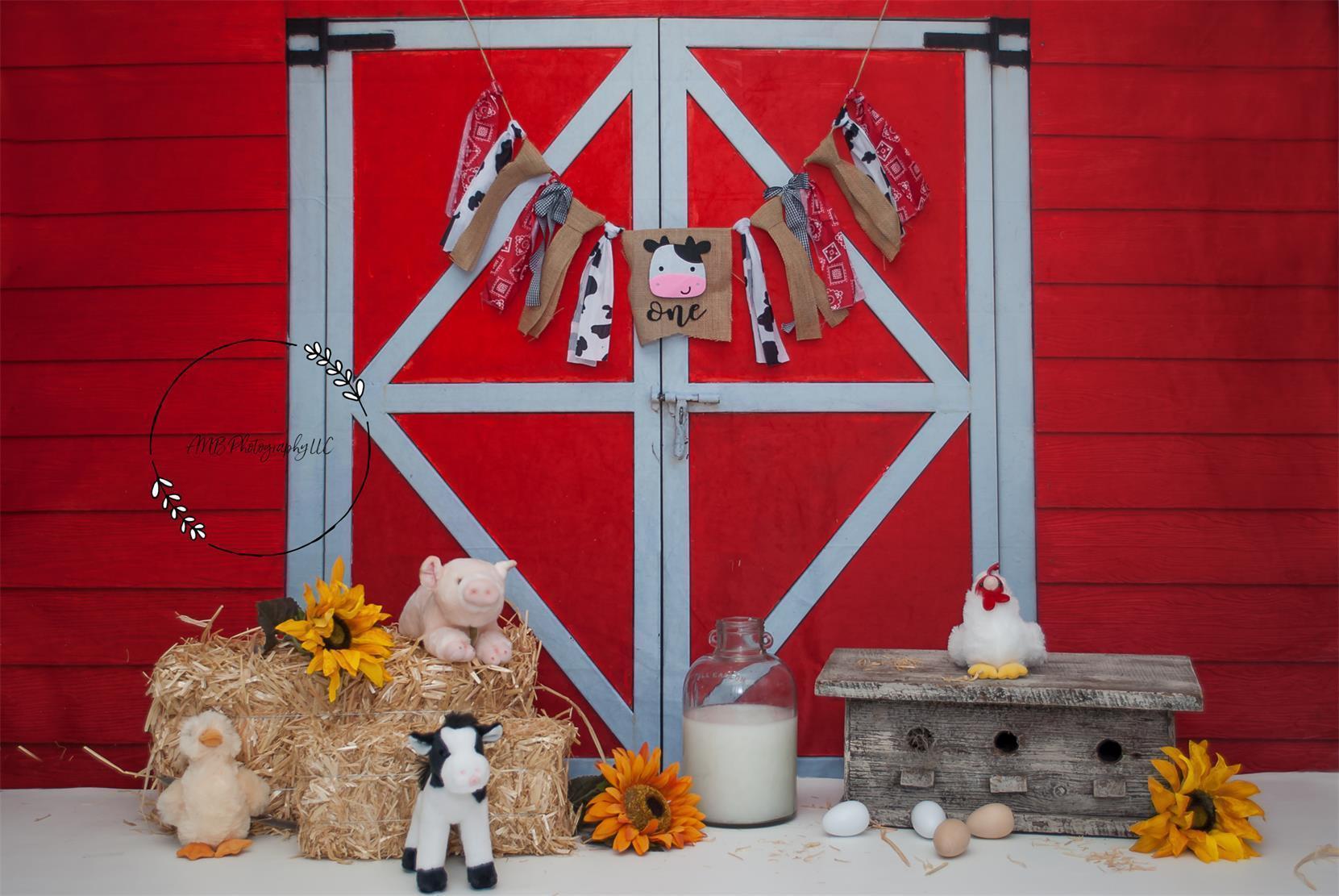 Kate 1st Birthday Farm Animal Cake Smash Backdrop Designed By Alisha Byrem