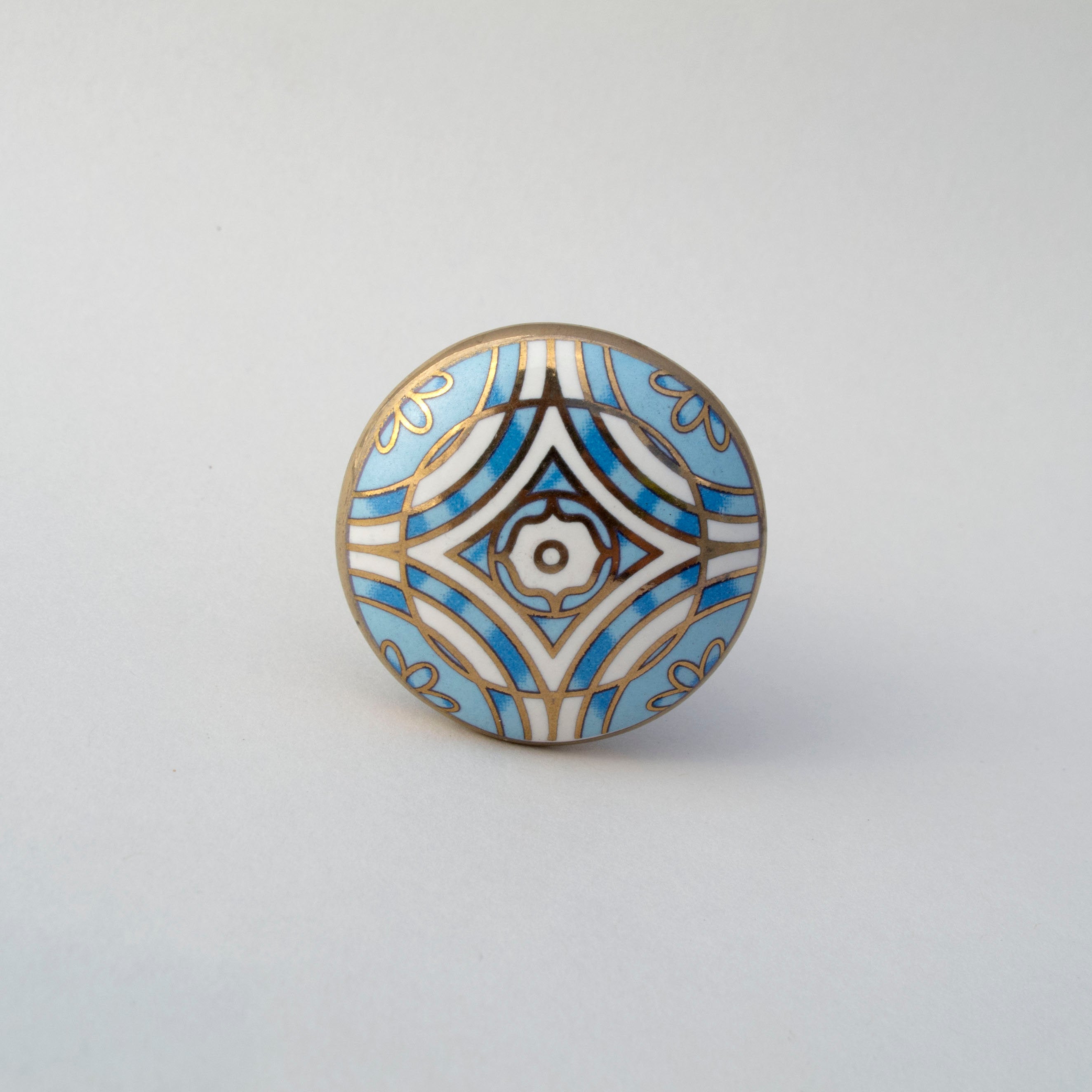 Art Deco Knob - Blue
